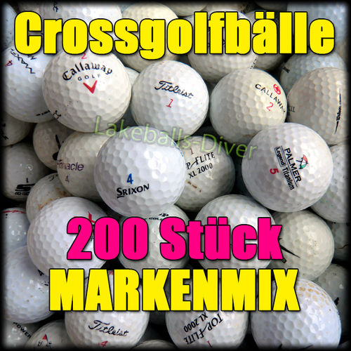 200 Crossgolfbälle (Markenmix)